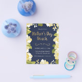 Uitnodiging voor Moederdag Brunch, Bloemen met Gou Flyer (Enkel)