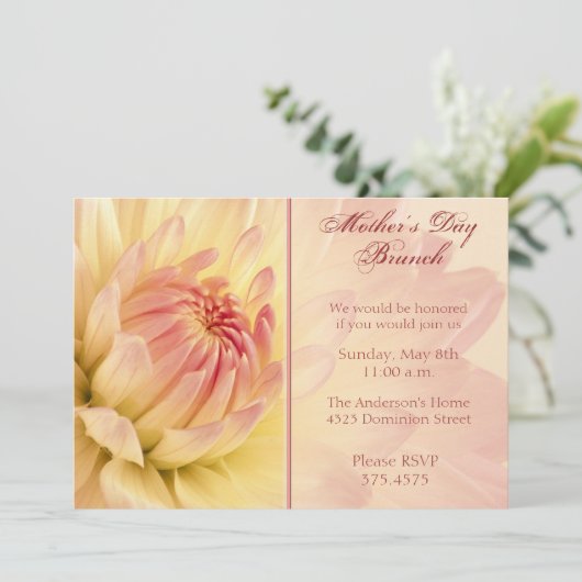 Uitnodiging voor Moederdag Brunch Dahlia (Staand voorkant)
