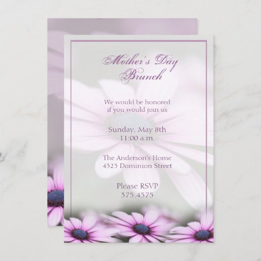 Uitnodiging voor Moederdag Brunch Daisy (Voorkant / Achterkant)