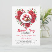 Uitnodiging voor Moederdag Brunch | Hart Macaron (Staand voorkant)