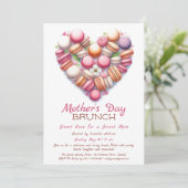 Uitnodiging voor Moederdag Brunch | Hart Macaron (Staand voorkant)