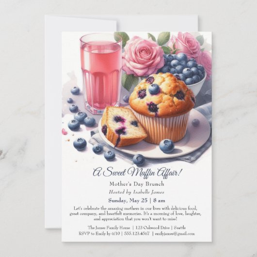 Uitnodiging voor Moederdag Brunch – Muffin aangele (Voorkant)