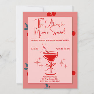 Uitnodiging voor Moeders Sociaal met Martini Glas 