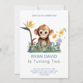 Uitnodiging voor Monkey Birthday Party (Voorkant)
