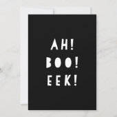 Uitnodiging voor monochrome Halloween | AH BOE EEK (Voorkant)