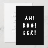 Uitnodiging voor monochrome Halloween | AH BOE EEK (Voorkant / Achterkant)