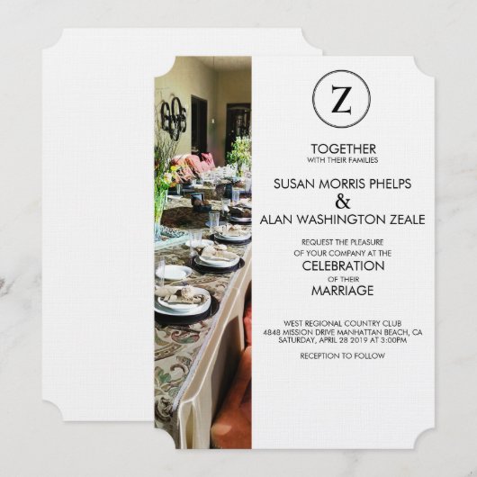 Uitnodiging voor Monogram Banquet Table Weddenscha (Voorkant / Achterkant)