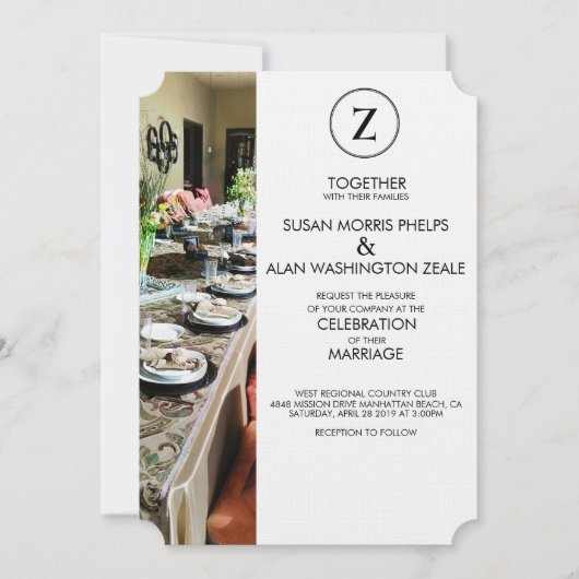 Uitnodiging voor Monogram Banquet Table Weddenscha (Voorkant)