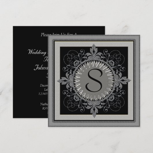 Uitnodiging voor monogram-jubileumfeest (Voorkant / Achterkant)