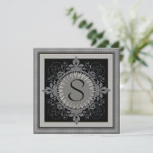 Uitnodiging voor monogram-jubileumfeest (Staand voorkant)