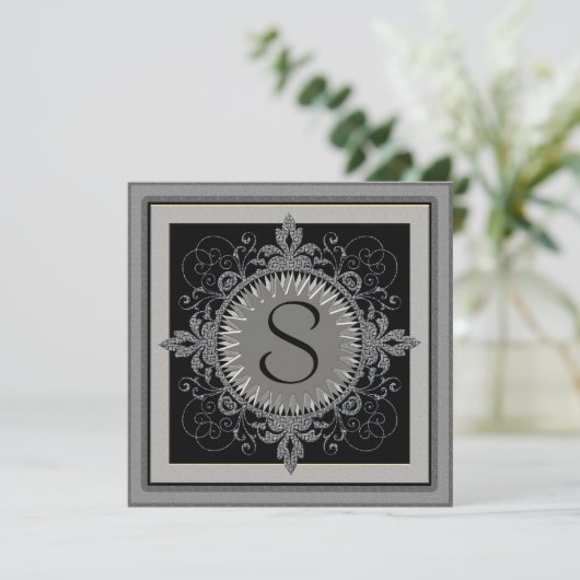 Uitnodiging voor monogram-jubileumfeest (Staand voorkant)