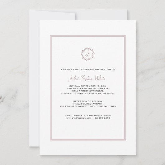 Uitnodiging voor monogram krans (Voorkant)