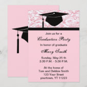 Uitnodiging voor Monogram roze zwenkriem (Voorkant / Achterkant)