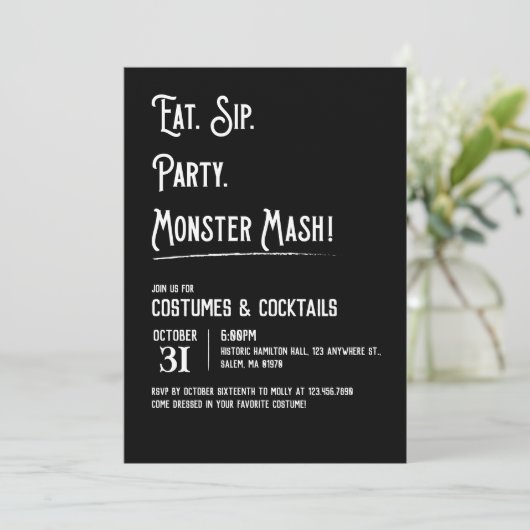 Uitnodiging voor Monster Mash Halloween Party (Staand voorkant)