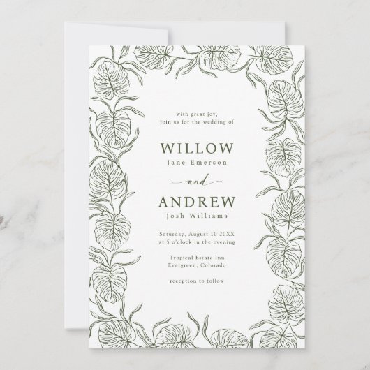 Uitnodiging voor Monstera Wedding (Voorkant)
