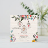 Uitnodiging voor mooie vogels en bloemen (Staand voorkant)