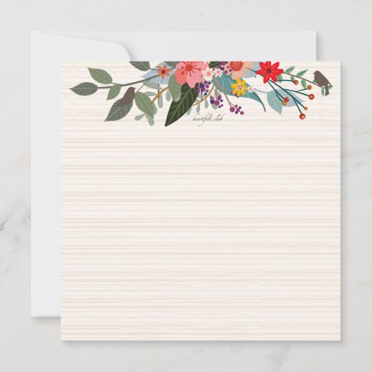 Uitnodiging voor mooie vogels en bloemen (Achterkant)