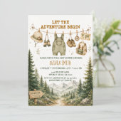 Uitnodiging voor Mountain Forest Camping Baby Show (Staand voorkant)
