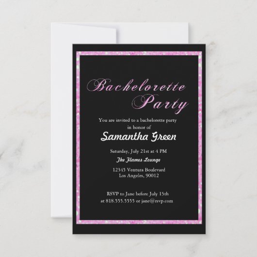 Uitnodiging voor mousserende glitter Bachelorette (Voorkant)