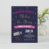 Uitnodiging voor Movie Night Birthday (Staand voorkant)