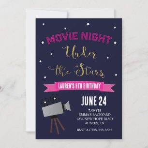 Uitnodiging voor Movie Night Birthday