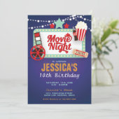 Uitnodiging voor Movie Night Birthday (Staand voorkant)