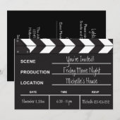 Uitnodiging voor Movie Night Clapboard (Voorkant / Achterkant)