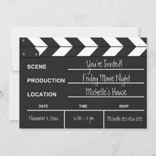 Uitnodiging voor Movie Night Clapboard