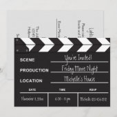 Uitnodiging voor Movie Night Clapboard (Voorkant / Achterkant)