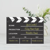 Uitnodiging voor Movie Night Clapboard (Staand voorkant)