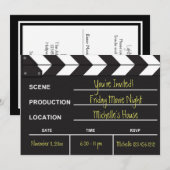 Uitnodiging voor Movie Night Clapboard (Voorkant / Achterkant)