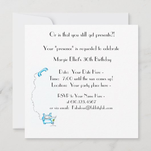 Uitnodiging voor Movie Star-verjaardag (Achterkant)