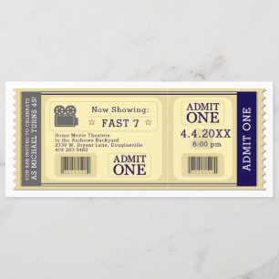 Uitnodiging voor Movie Ticket Birthday Party