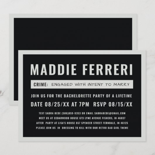 Uitnodiging voor Mugshot Board (Voorkant / Achterkant)