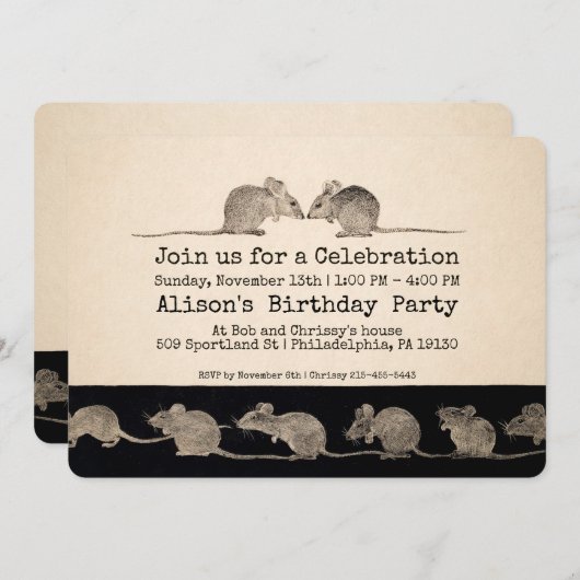 uitnodiging voor  muizen (Voorkant / Achterkant)