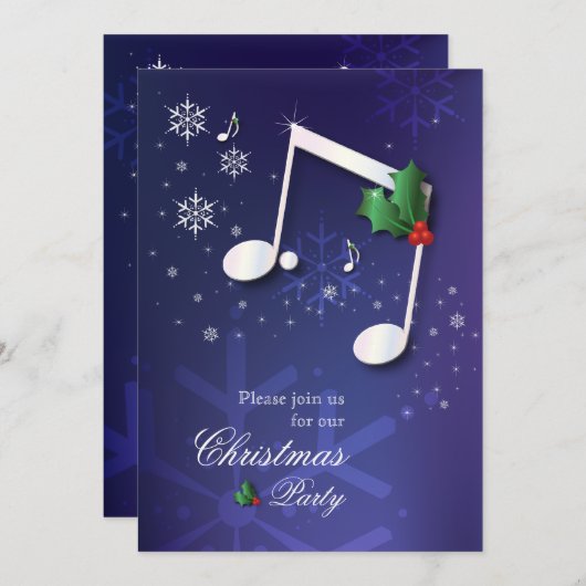 Uitnodiging voor Music Theme Kerstfeest (Voorkant / Achterkant)