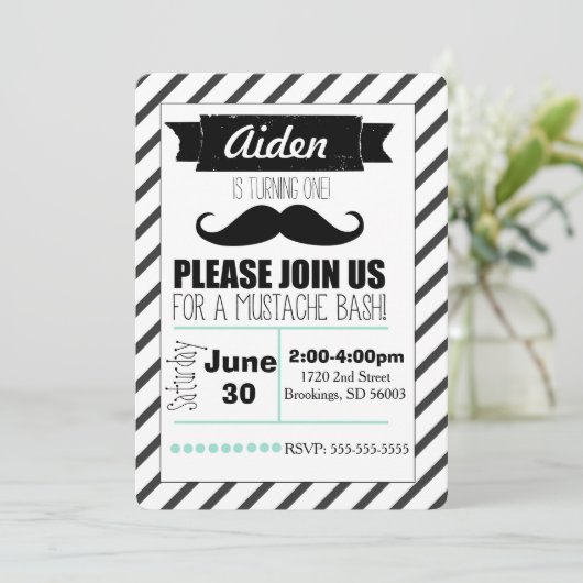 uitnodiging voor Mustache (Staand voorkant)