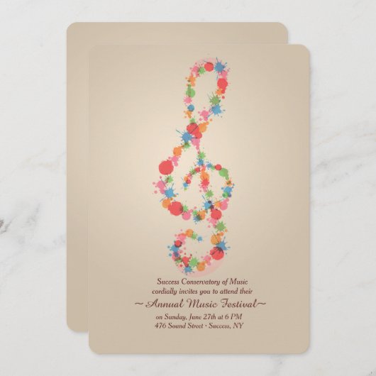 Uitnodiging voor muzieknotitie (Voorkant / Achterkant)