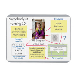 Uitnodiging voor Mystery Crime Solving Evidence Bo Magneet