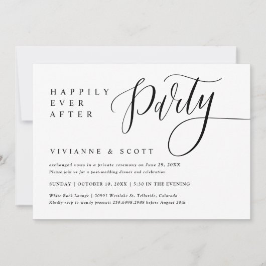 Uitnodiging voor na-bruiloftsfeest na elopement (Voorkant)