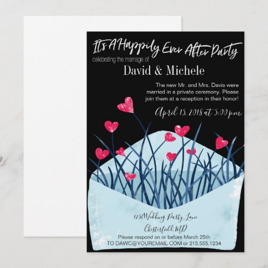 Uitnodiging voor na de bruiloft met hart (Voorkant / Achterkant)