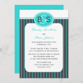 Uitnodiging voor na het huwelijksfeest -- Blauwe M (Voorkant / Achterkant)