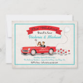 Uitnodiging voor na-huwelijksbrunch in auto (Voorkant)