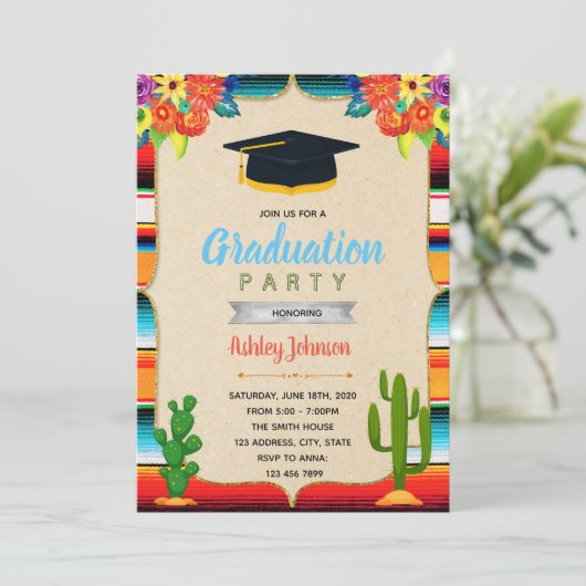 Uitnodiging voor Nacho afstudeerfeest (Staand voorkant)