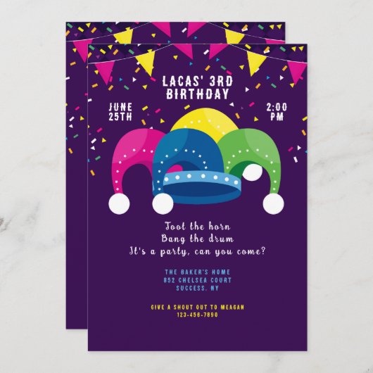 Uitnodiging voor narrenhoed (Voorkant / Achterkant)