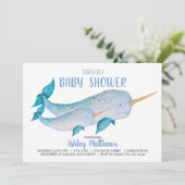 Uitnodiging voor Narwhal baby shower (Staand voorkant)