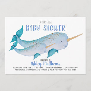 Uitnodiging voor Narwhal baby shower