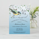 Uitnodiging voor Natuur van vogels Blauwe Floral (Staand voorkant)