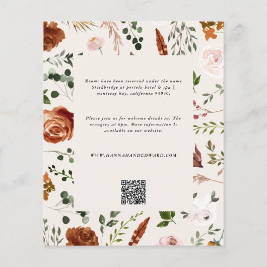 Uitnodiging voor natuurlijke botanische trouwgegev flyer (Achterkant)