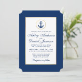 Uitnodiging voor Nautical Wedding Blue Anchor (Staand voorkant)